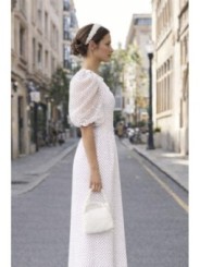 Vestido midi en plumetti blanco para mama de comunion o novia civil