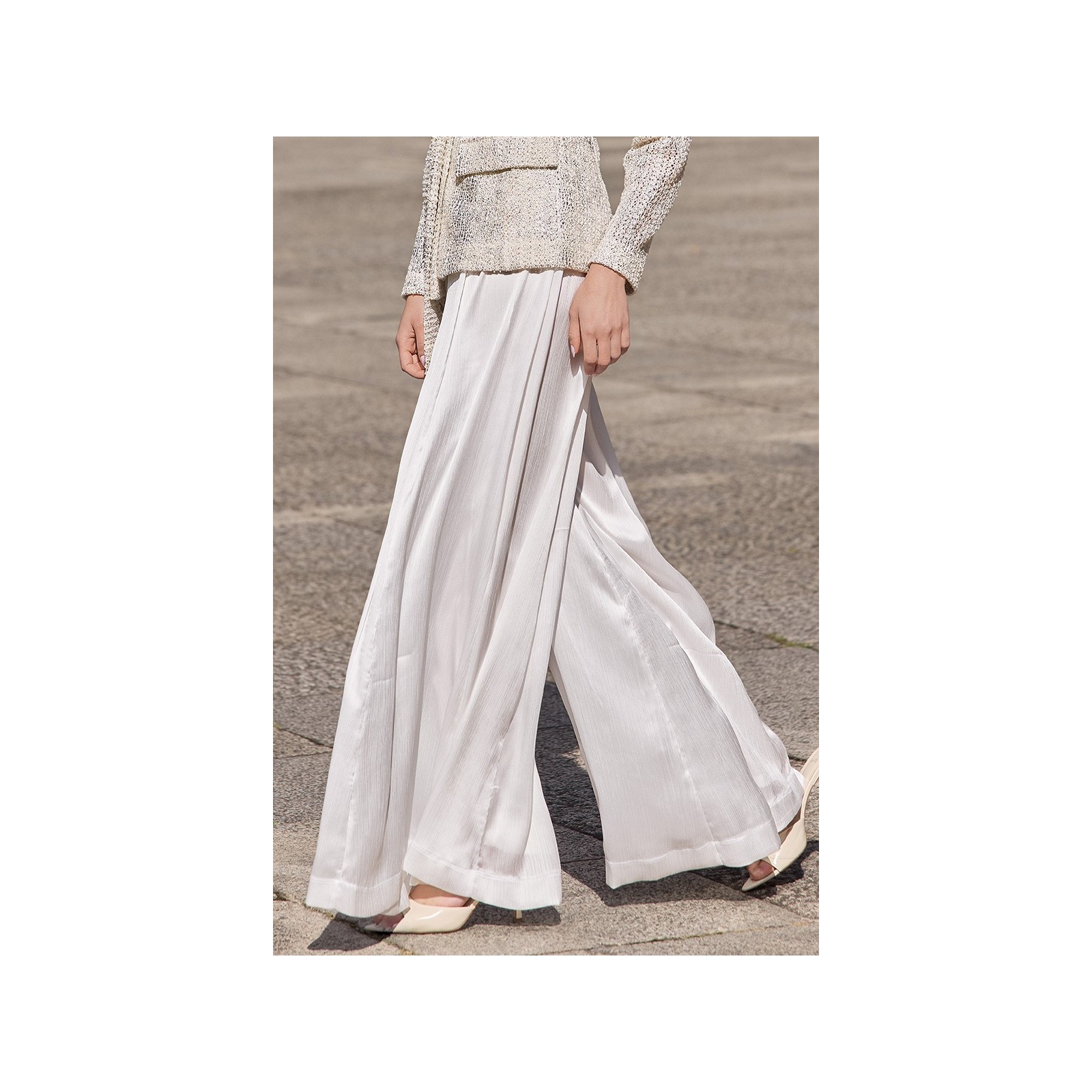 falda pantalon brocado blanco novia civil mama de comunion
