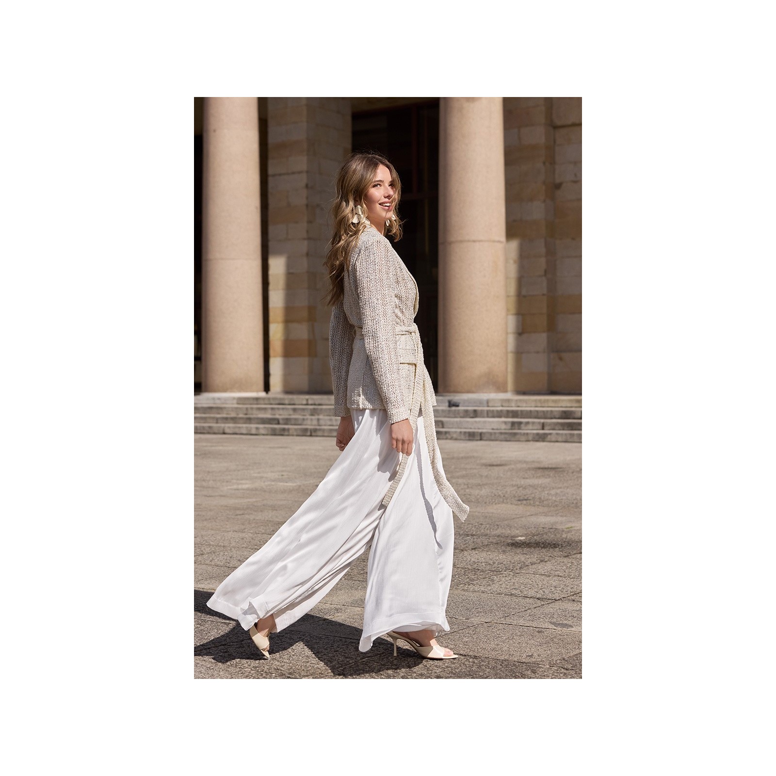 falda pantalon brocado blanco novia civil mama de comunion