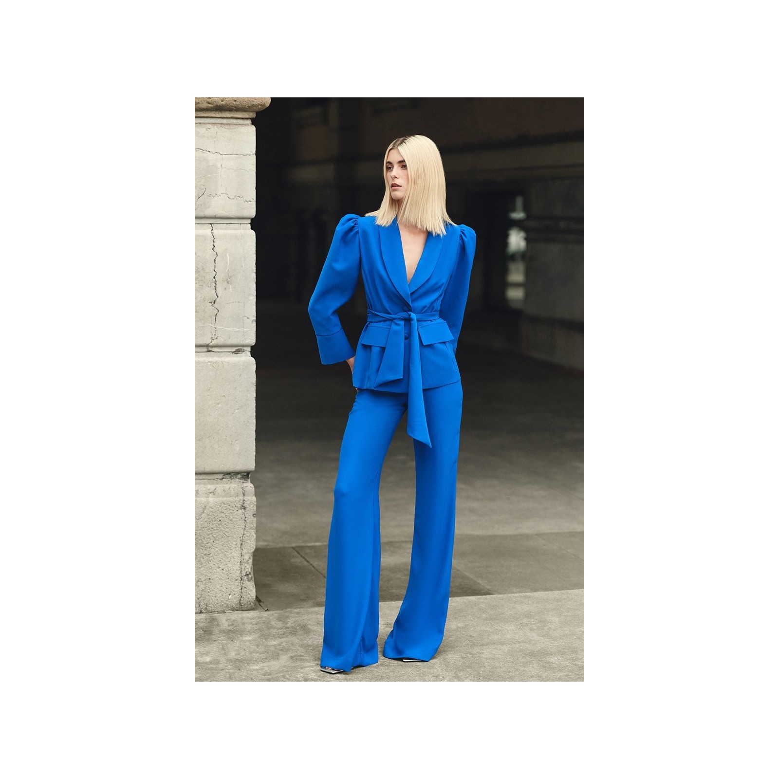 Pantalón Palazzo Crepe azul klein  para invitada