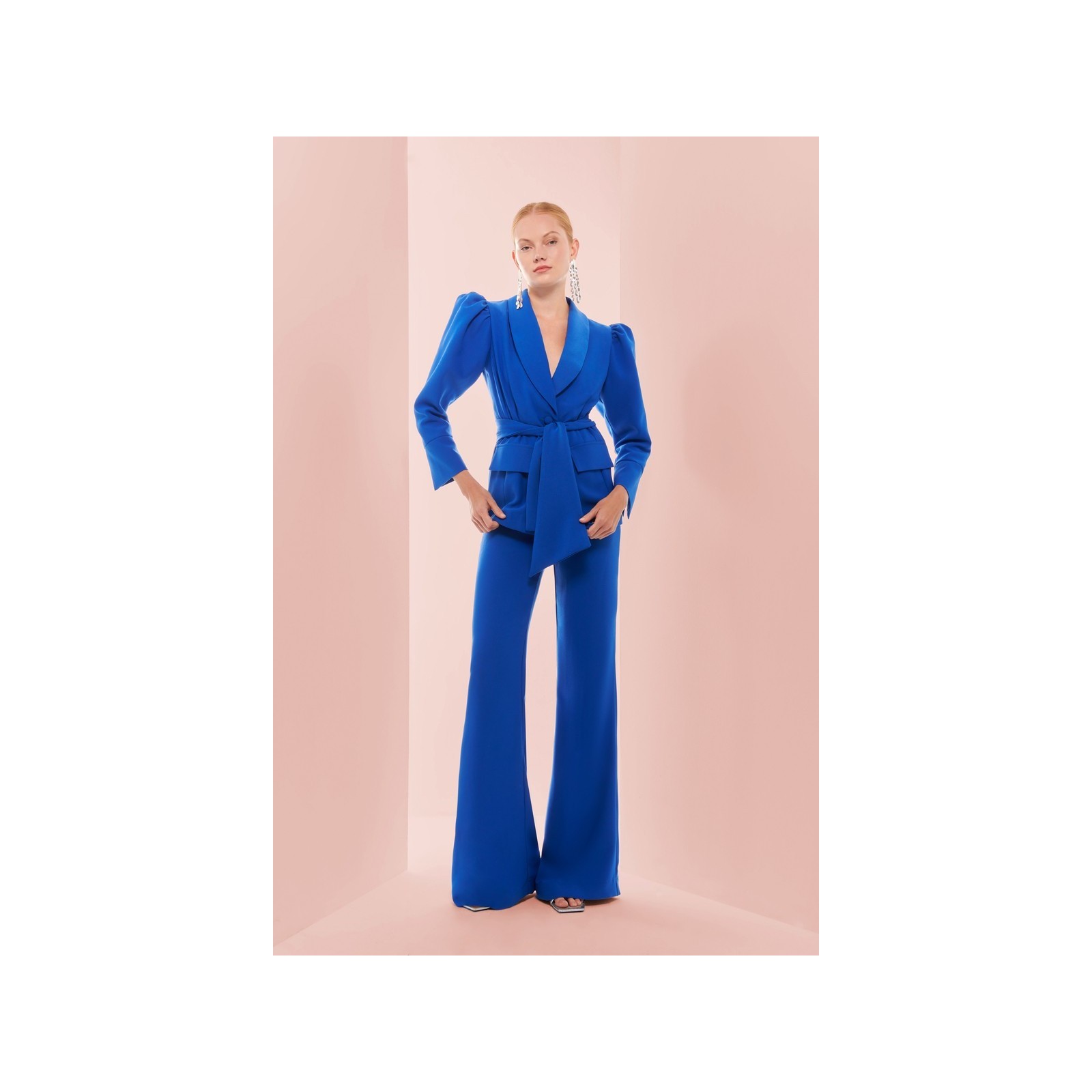 Pantalón Palazzo Crepe azul klein  para invitada