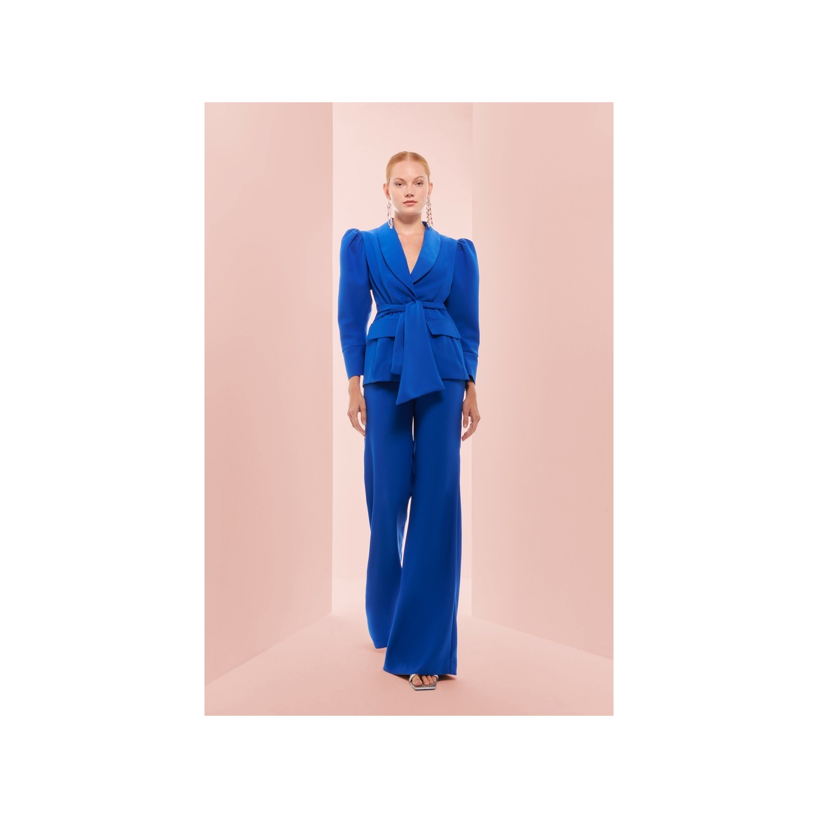 Pantalón Palazzo Crepe azul klein  para invitada