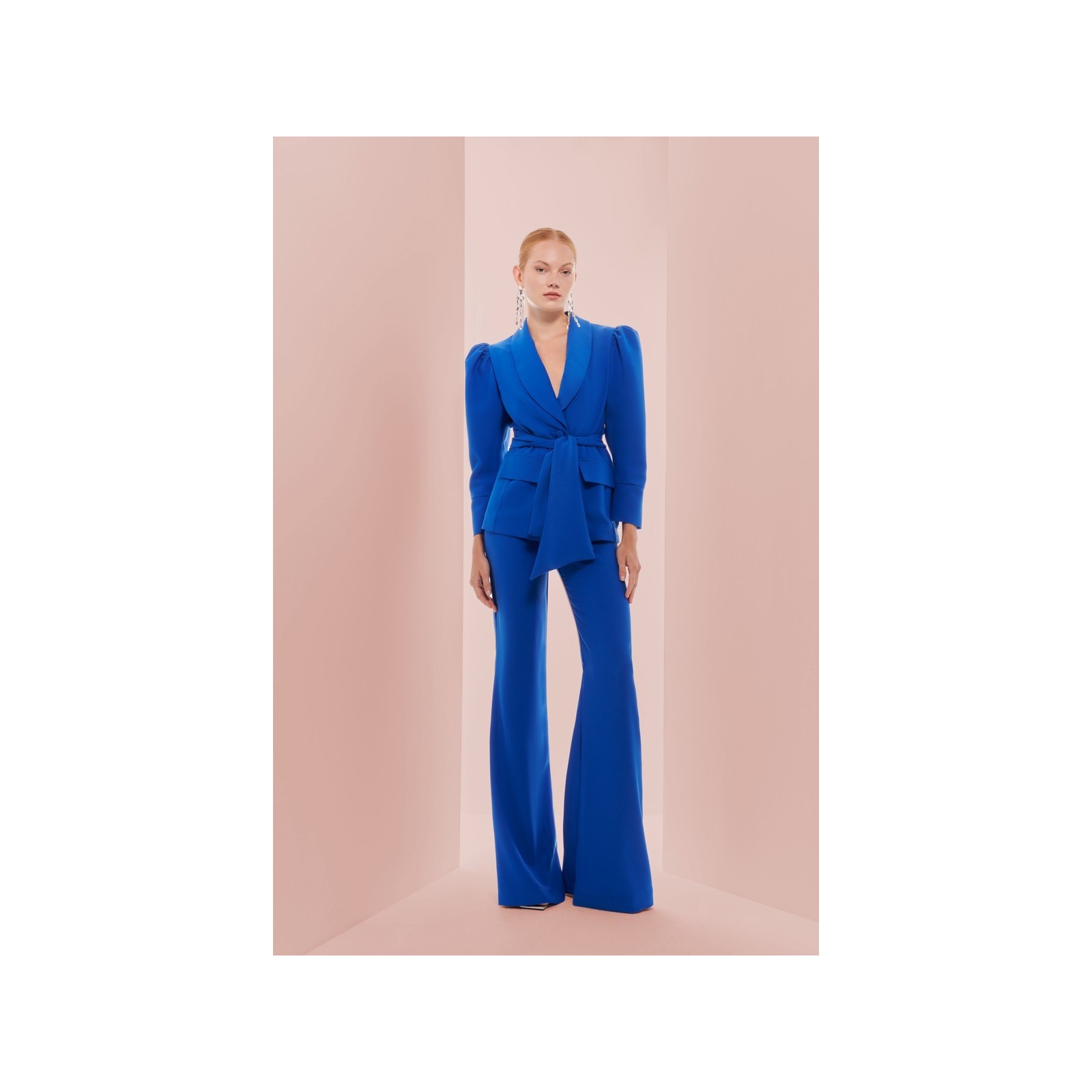 Pantalón Palazzo Crepe azul klein  para invitada