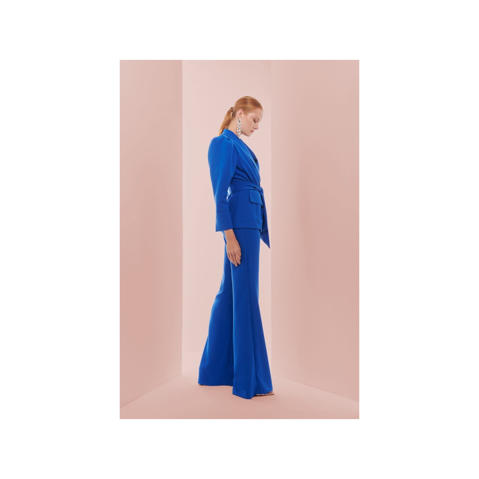 Pantalón Palazzo Crepe azul klein  para invitada