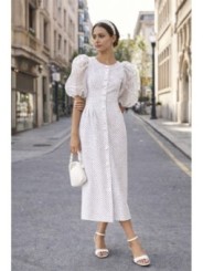 Vestido midi en plumetti blanco para mama de comunion o novia civil