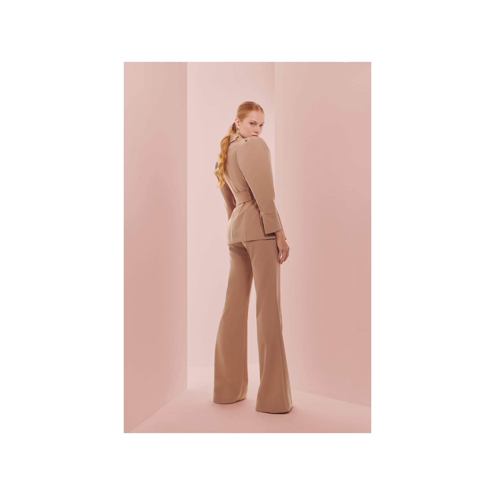 Pantalón Palazzo Crepe camel  para invitada