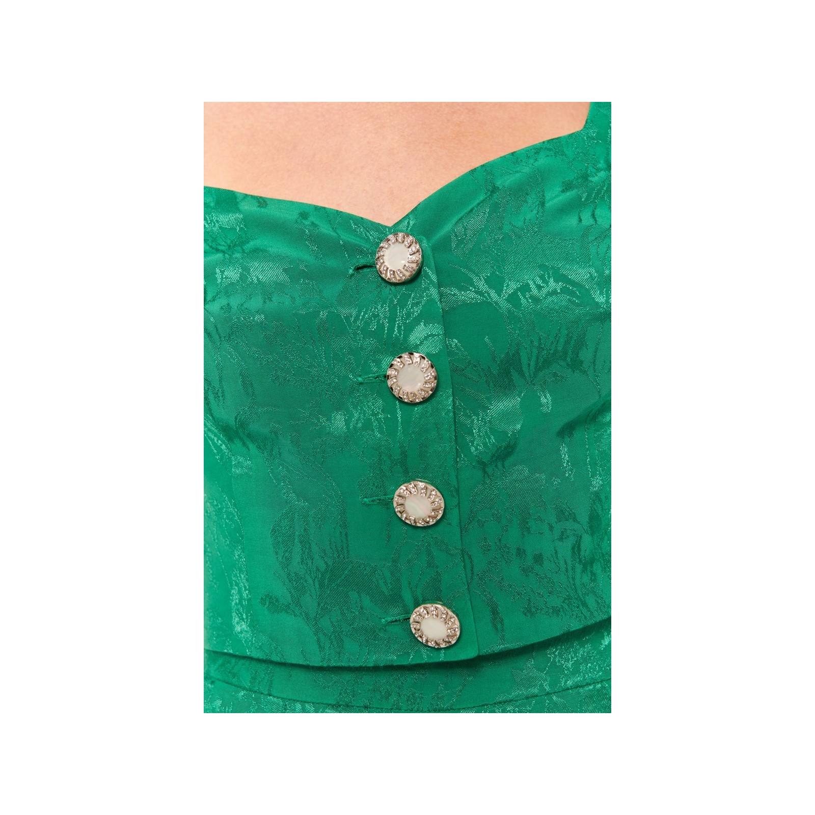 Top falso liso verde manga jamón