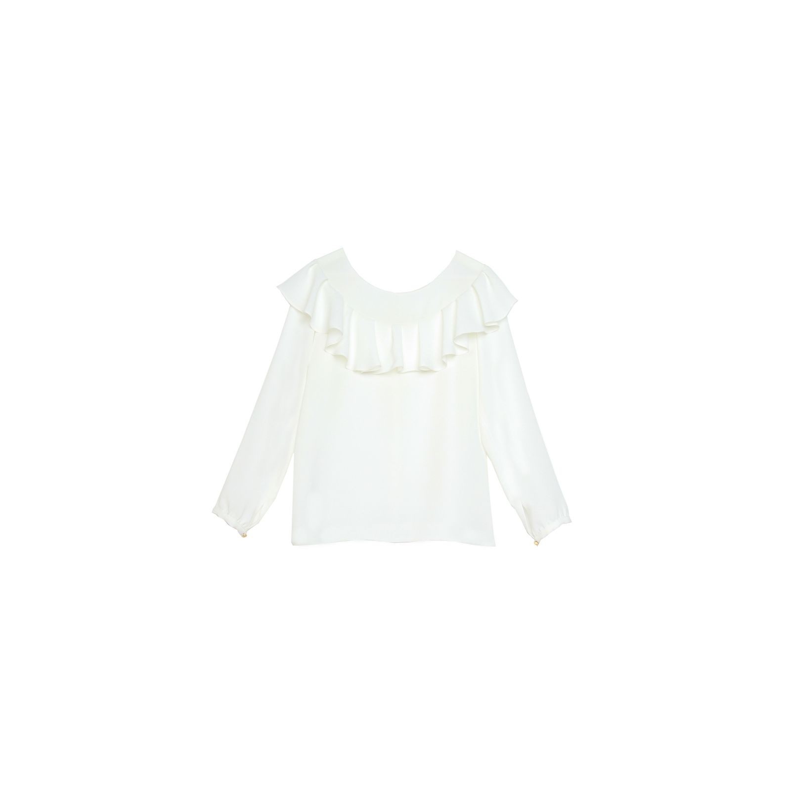comprar online blusa blanca de vestir con volante para fiesta