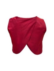 top corto tafeta granate espalda cruzada invitada boda