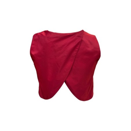 top corto tafeta granate espalda cruzada invitada boda