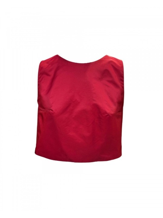 top corto tafeta granate espalda cruzada invitada boda