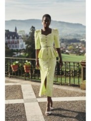 Top joya brocado lima con manga francesa escote corazon invitada boda