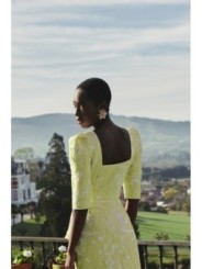 Top joya brocado lima con manga francesa escote corazon invitada boda