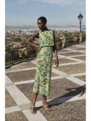 conjunto de falda y top cruzado en gasa de lentejuelas lima para invitada