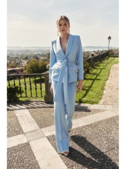 Pantalón Palazzo crepe azul claro invitada