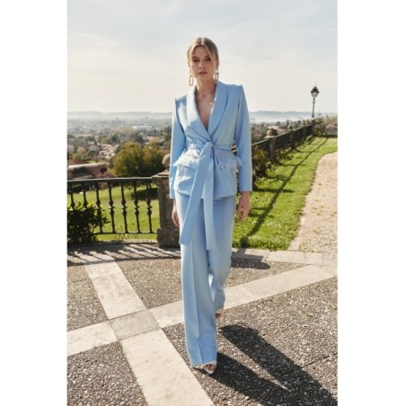 Pantalón Palazzo crepe azul claro invitada