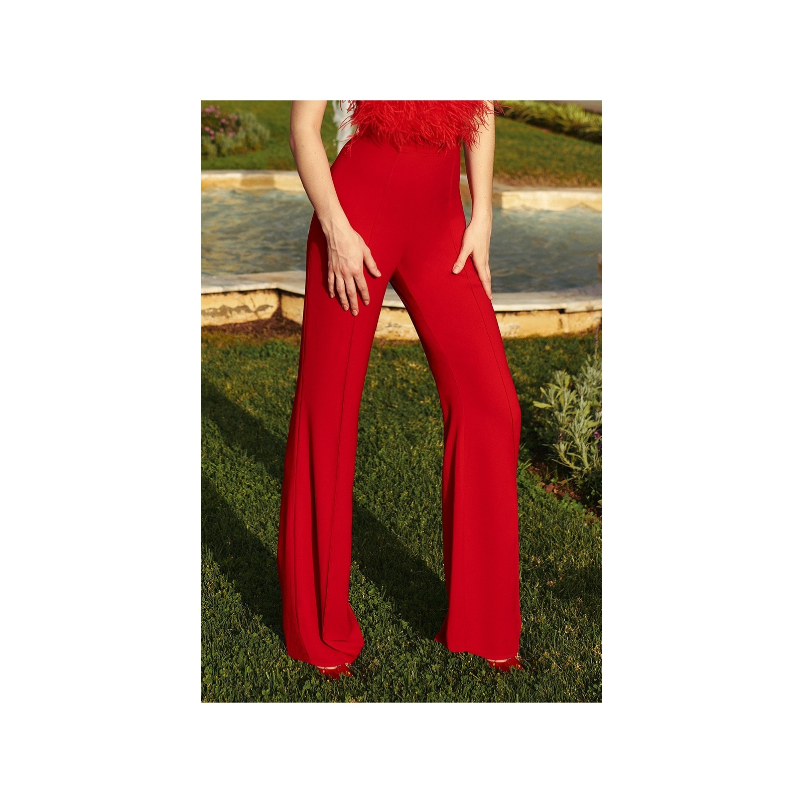 Pantalón Palazzo Crepe rojo  para invitada