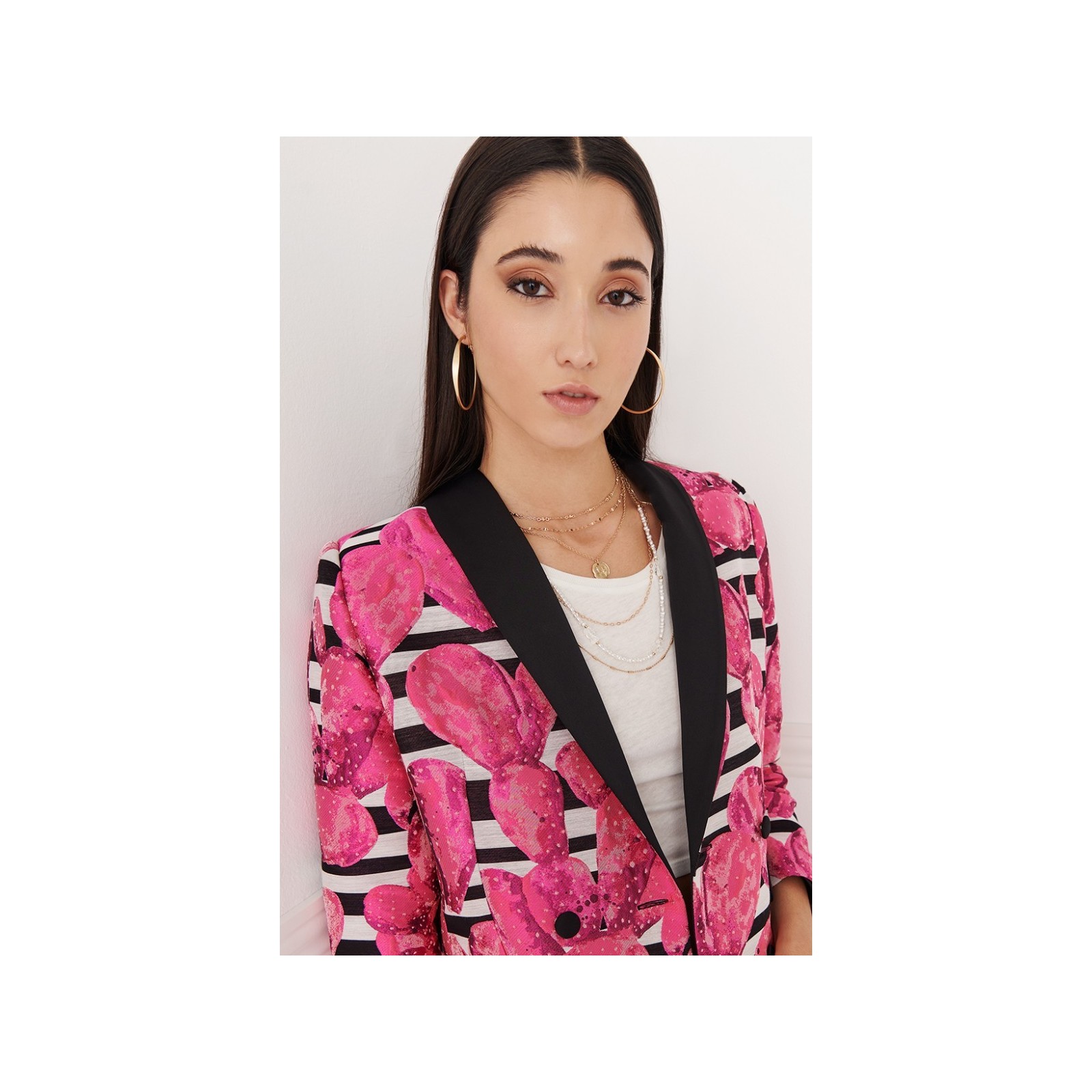 Chaqueta cruzada catcus rosa