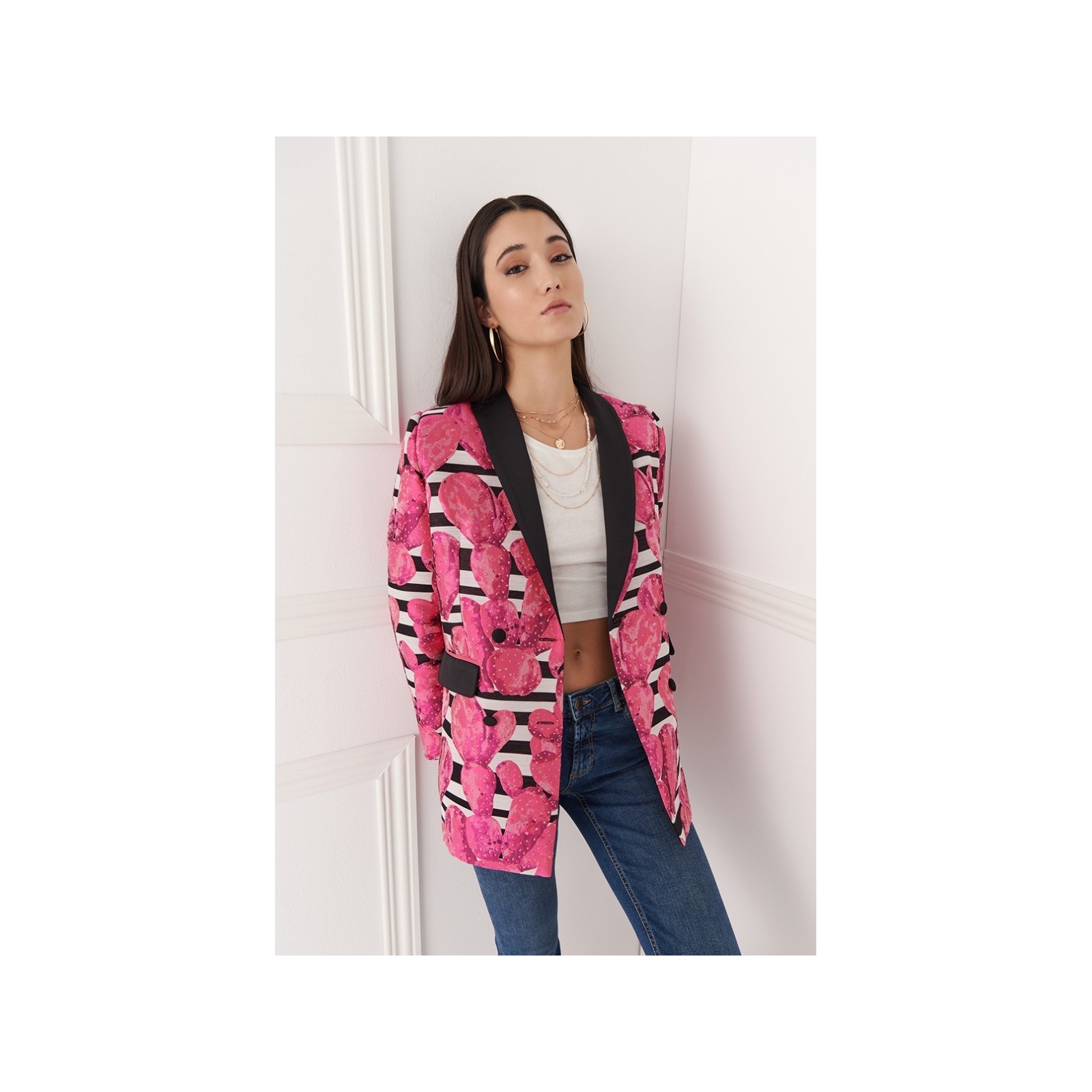 Chaqueta cruzada catcus rosa