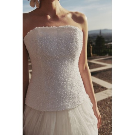 Falda larga tul plisada con volumen para novia