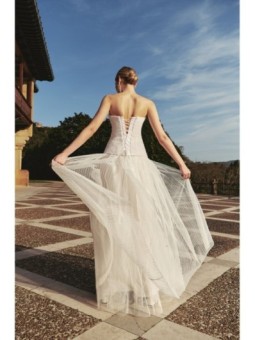 top largo corse con perlas para novia