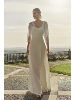 chaqueta corta perlas blanca para novia