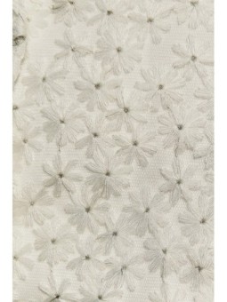 Vestido manga globo recto tul margaritas blanco