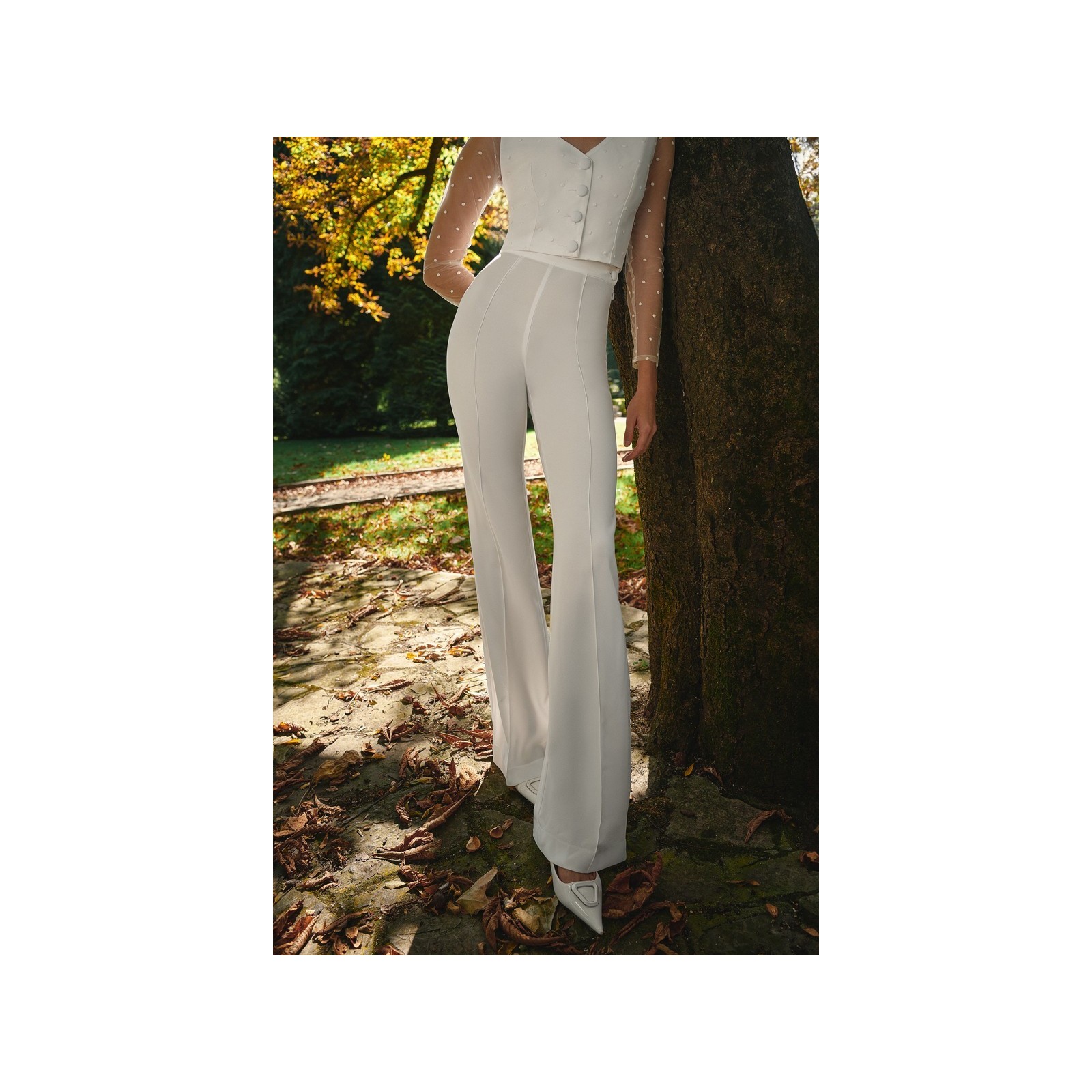 Pantalón Palazzo crepe blanco Jolie