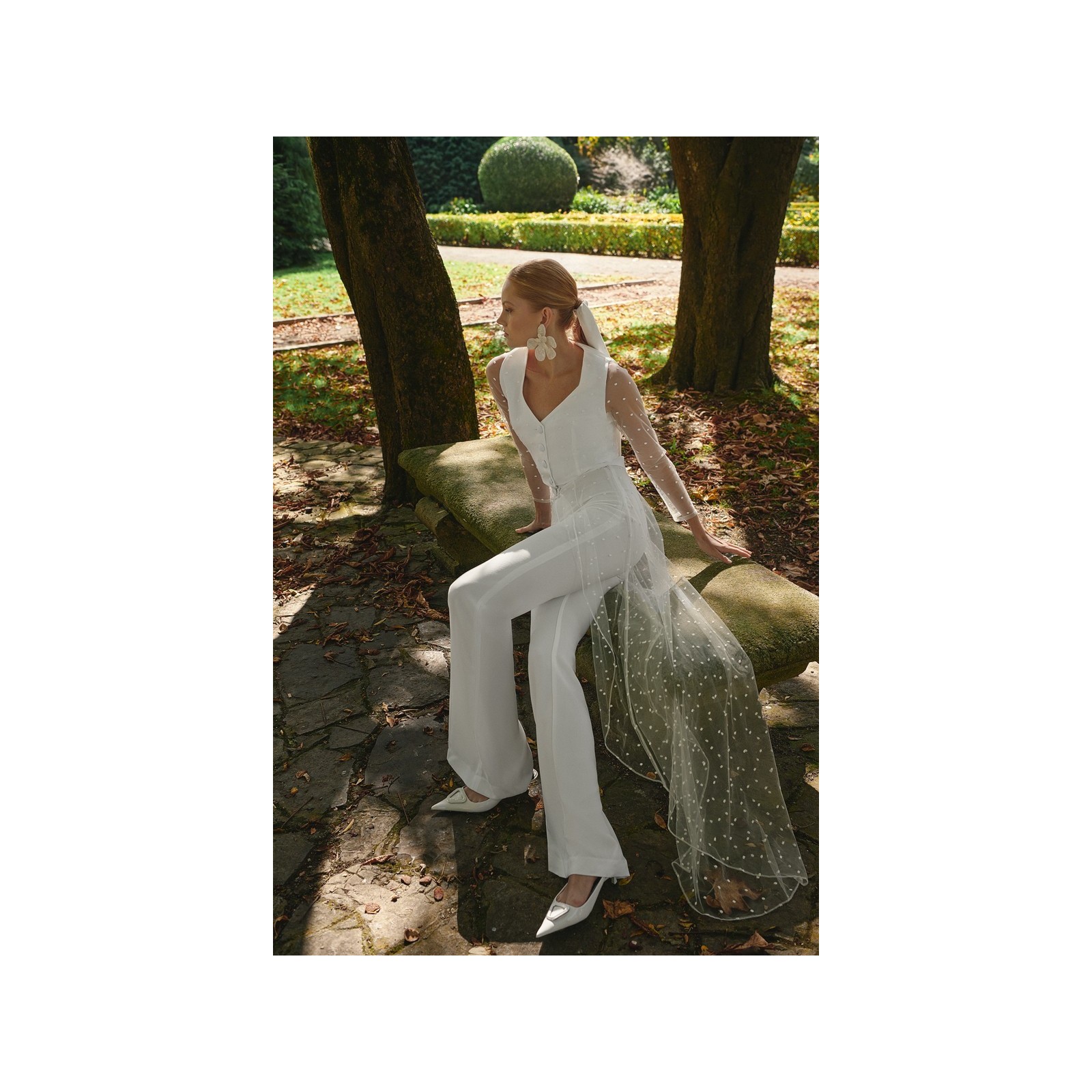 Pantalón Palazzo crepe blanco Jolie