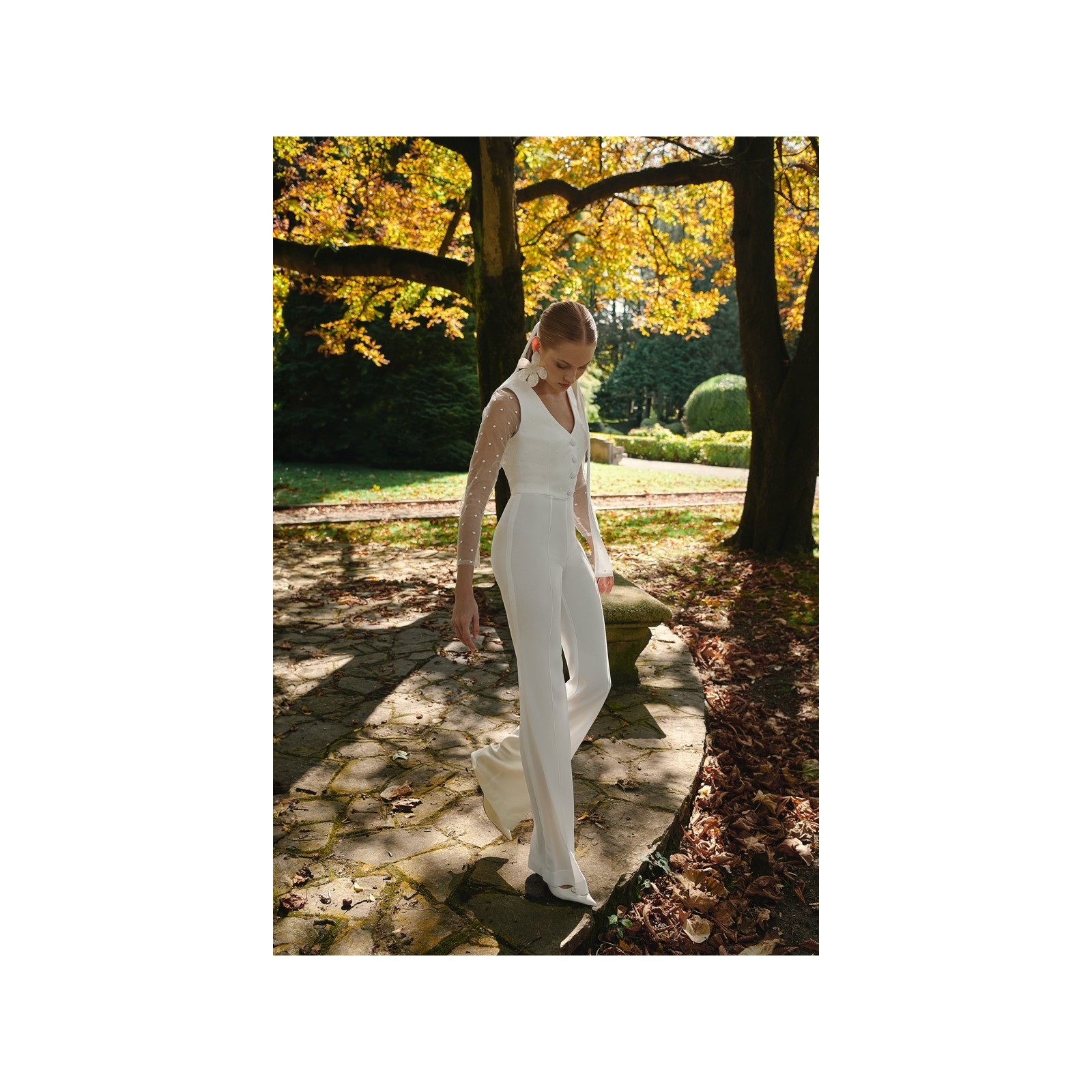 Pantalón Palazzo crepe blanco Jolie