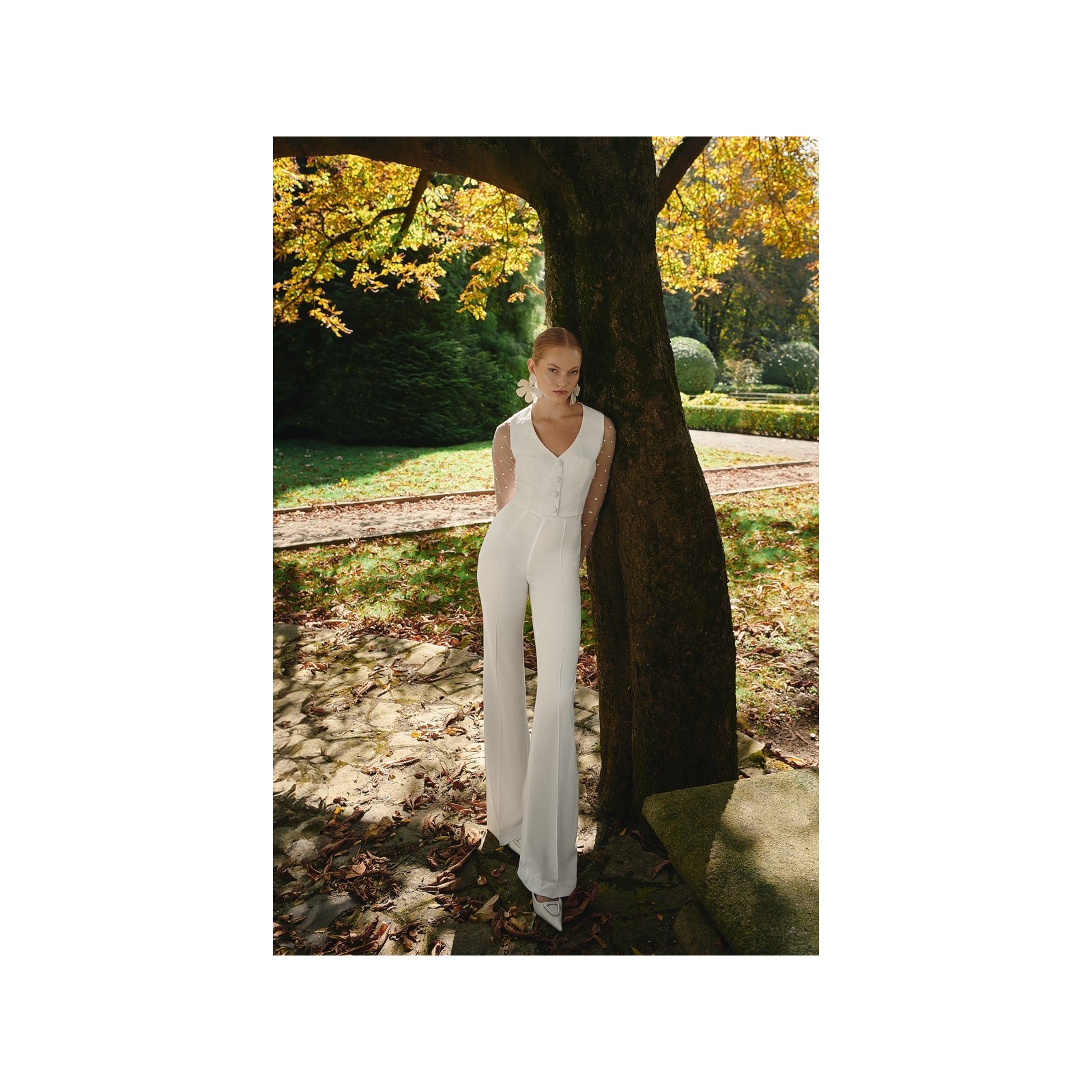 Pantalón Palazzo crepe blanco Jolie