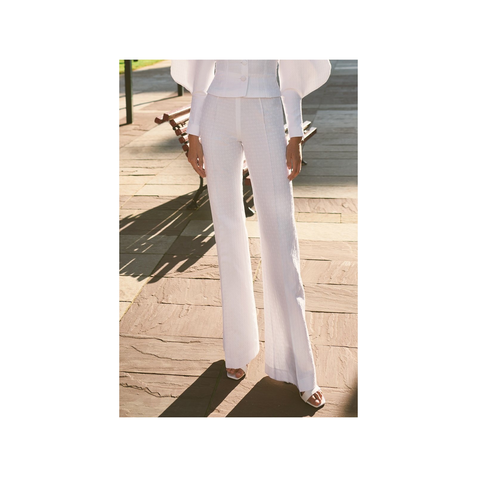 Pantalón Palazzo jacquard Blanco Léa
