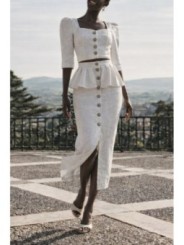 Top joya de jacquard brocado flores blanco escote corazon