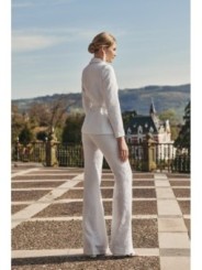 Chaqueta americana jacquard blanco flores para novia civil