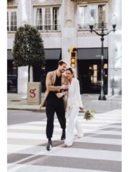 Traje chaqueta y pantalon de lentejuelas blanco para fiesta