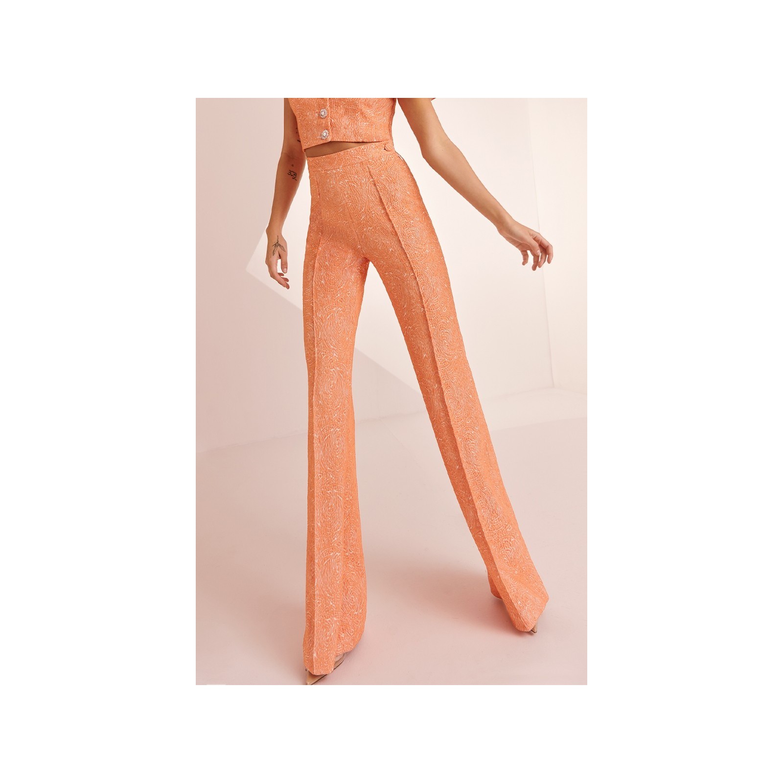 Pantalón Palazzo brocado coral Zooey