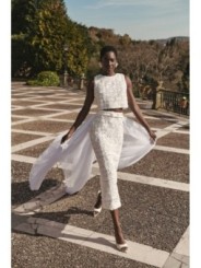 top cruzado en tul blanco y organza en relieve para novia