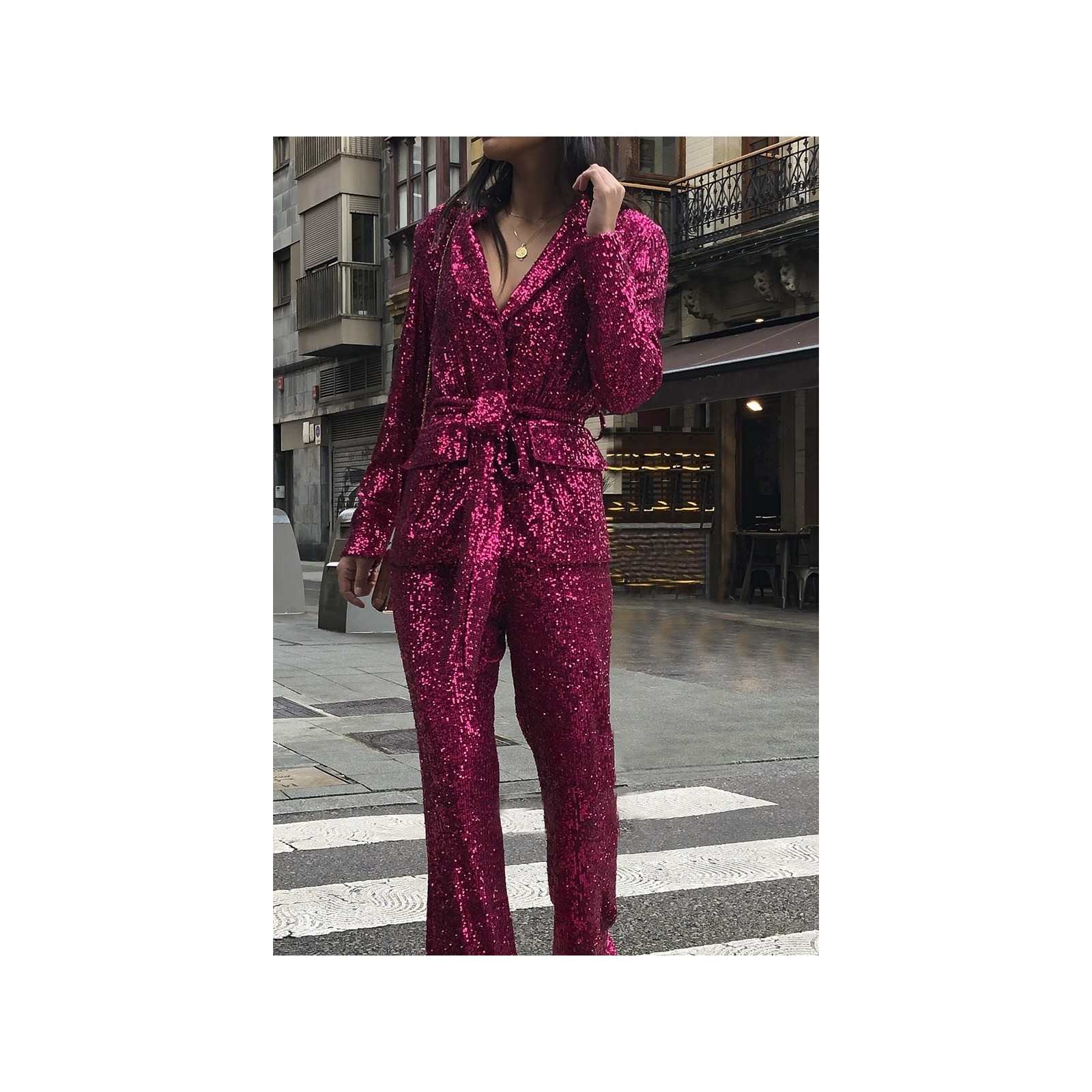 Chaqueta americana de lentejuelas Rosa Fuerte Ciudad Real