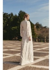 falda larga evasé gasa blanca bordada de novia boho