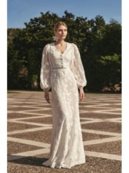 falda larga evasé gasa blanca bordada de novia boho