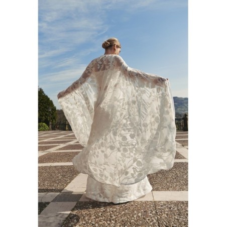 Top corto gasa bordada blanca flores para novias, mama comunion