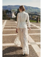 Chaqueta americana gasa blanca bordada para novia civil