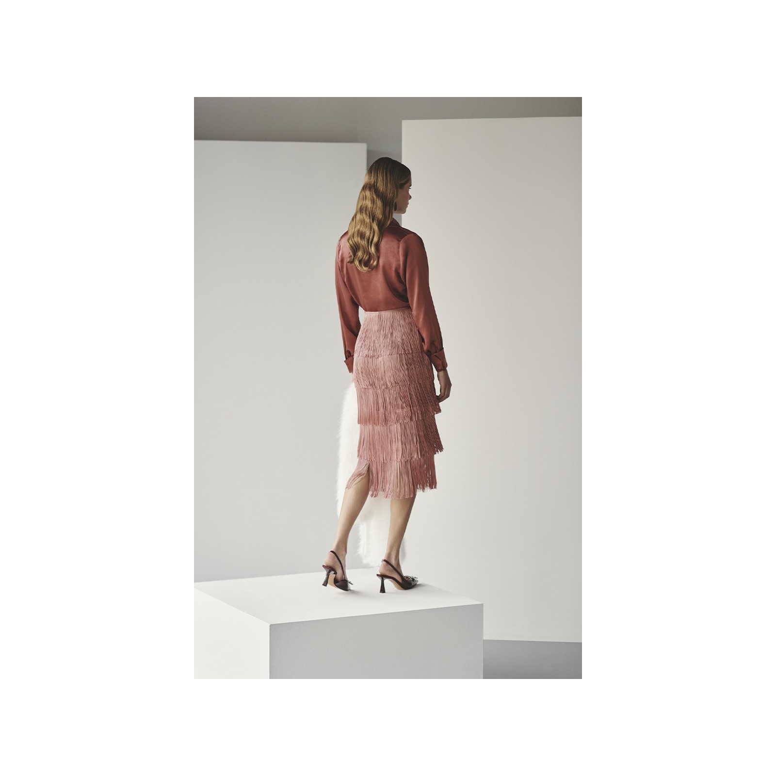 blusa esmoquin saten cobre boton forrado