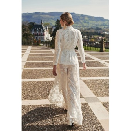 falda pantalon gasa bordad blanco novia civil mama de comunion