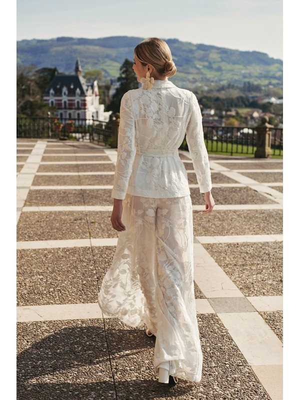 falda pantalon gasa bordad blanco novia civil mama de comunion