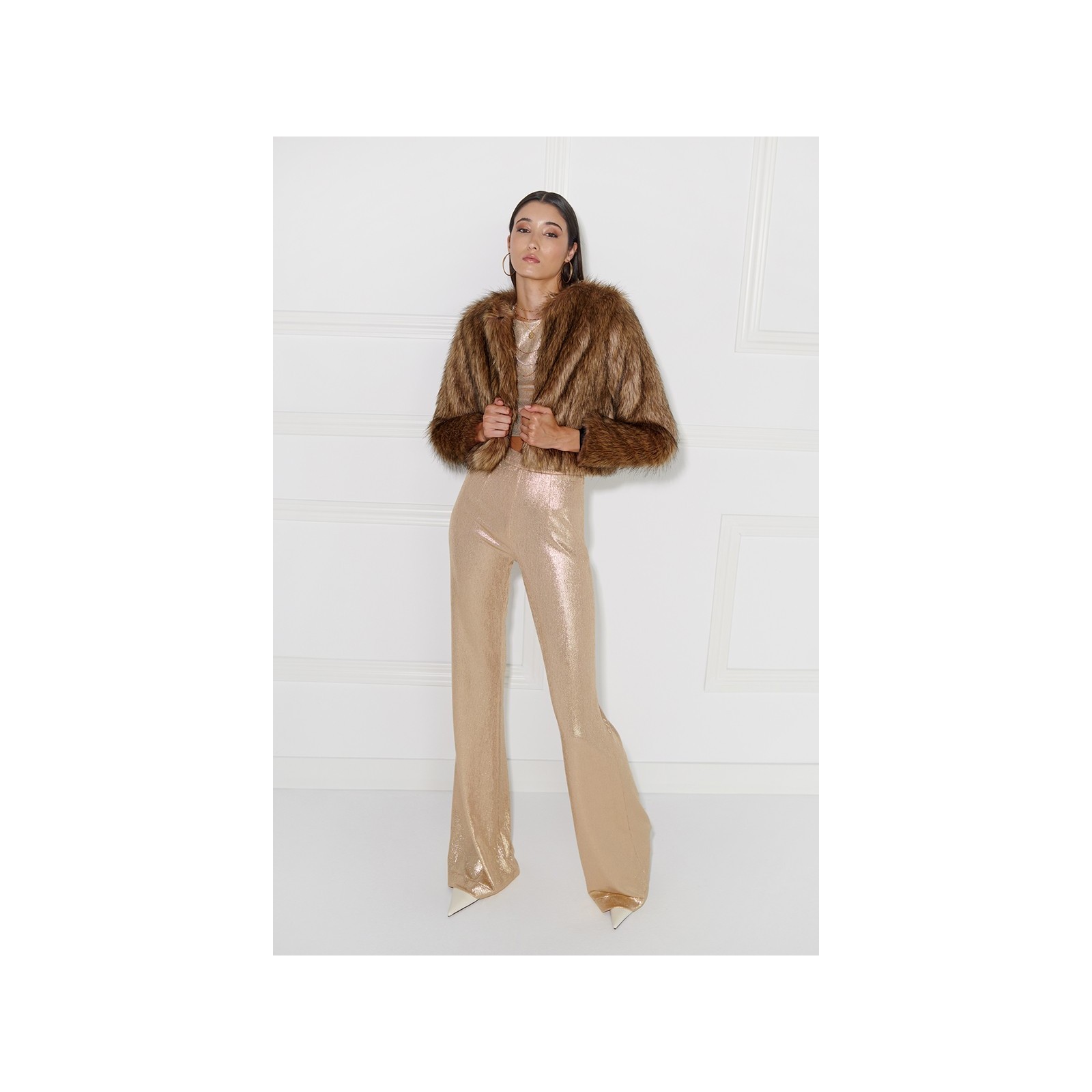 chaqueta de pelo sintetico marron de gran calidad