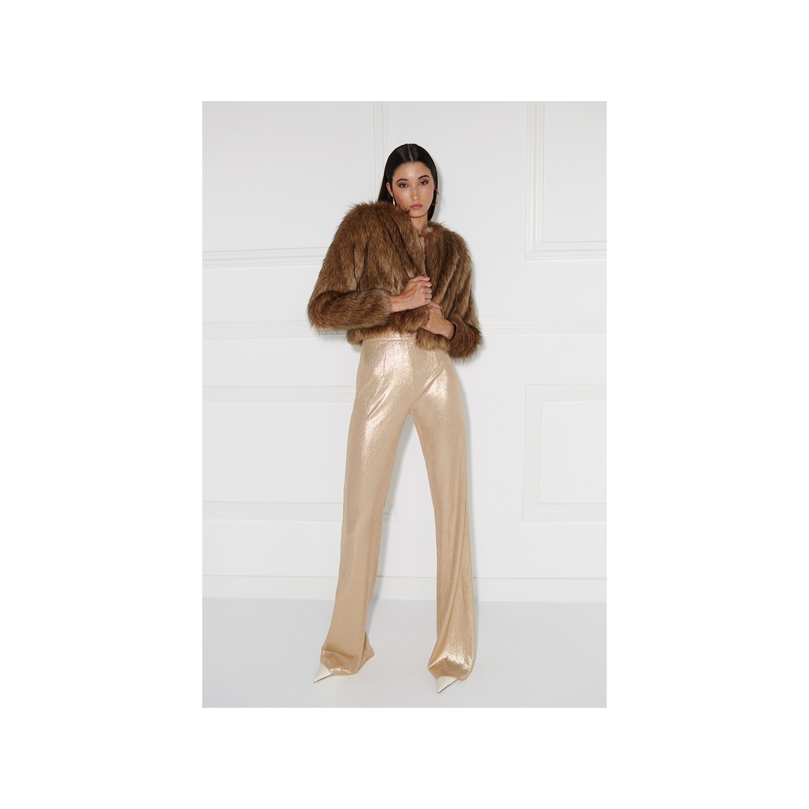 chaqueta de pelo sintetico marron de gran calidad