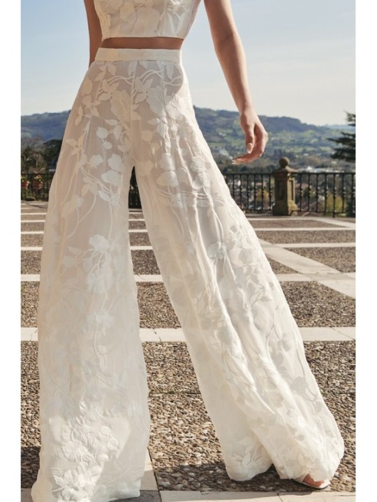 falda pantalon gasa bordad blanco novia civil mama de comunion