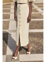 Falda recta joya en chanel blanco roto