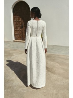 Conjunto de Top  brocado y falda larga de flores blanco para boda civil